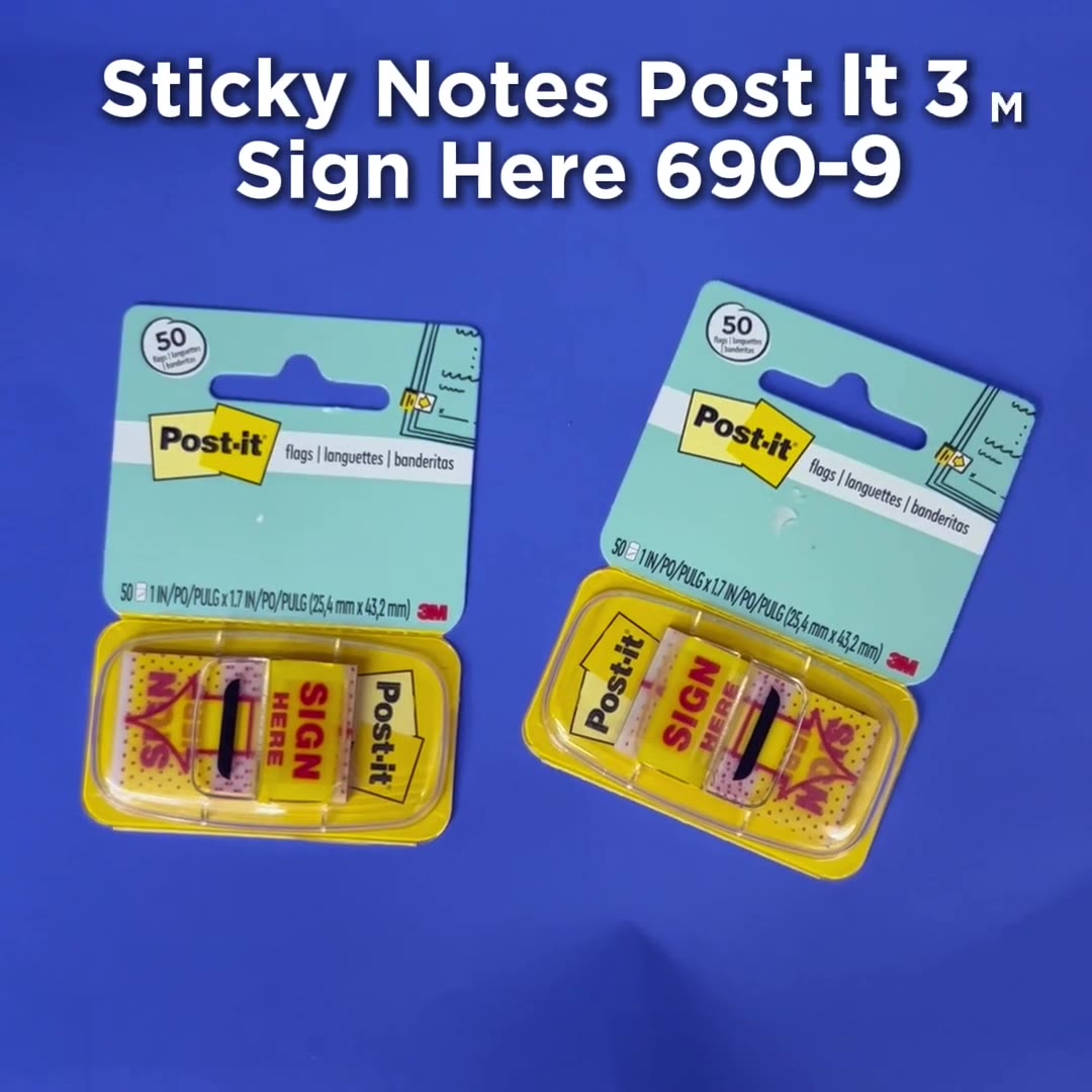 Video review Sticky Note Post It 3M Sign Here 680-9 Memo Stick Tanda Tangan