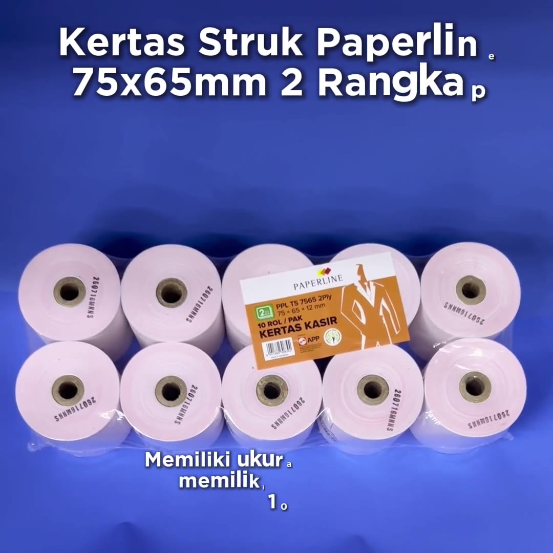 Video review Kertas Struk / Kertas Kasir Ukuran 75x65 2 Rangkap / Register Roll Paperline [PAK ISI 10 ROLL]